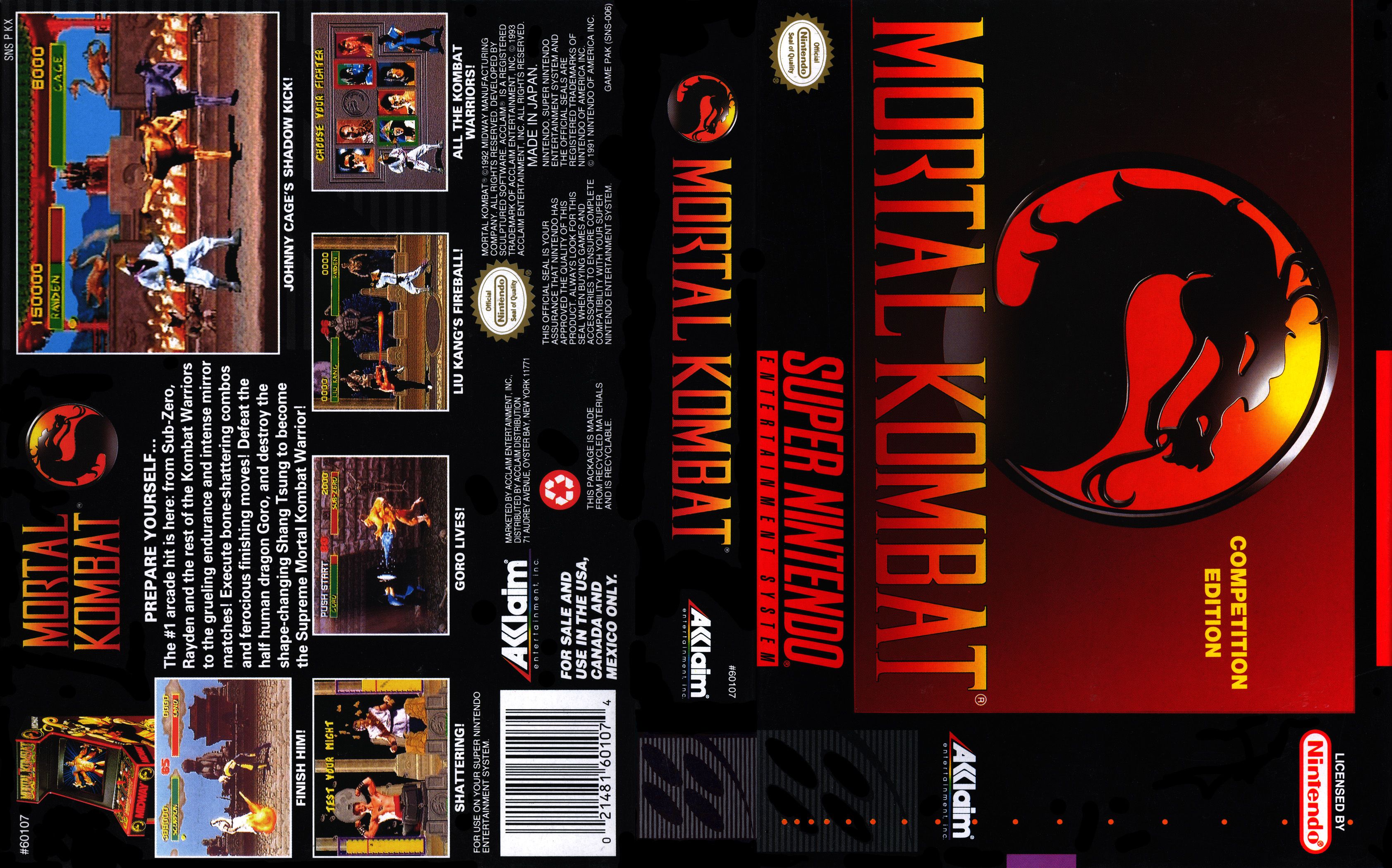 Mortal Kombat - Champion Edition SNES Blood, Goro+Reptile+ Shang Tsung –  2Dgamecity